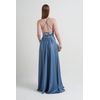Vestido Cetim com Pala Azul 