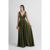 Vestido Cetim Com Pala Oliva 