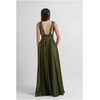 Vestido Cetim Com Pala Oliva 