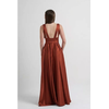 Vestido Cetim Com Pala Terracota