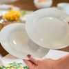 Kit 4 Pratos de Sobremesa Branco de Porcelana Lines