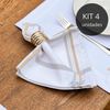 Kit 4 Guardanapos de Linho Branco Xadrez