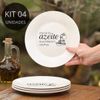 Kit 4 Pratos de Sobremesa Frase “Era tanto azeite que faltaram vasilhas”
