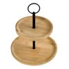 Kit 2 Suportes Para Doces 2 Andares Em Bambu E Metal - 20cm