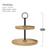 Kit 2 Suportes Para Doces 2 Andares Em Bambu E Metal - 20cm
