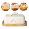 Porta Manteiga Base Bambu Com Tampa De Metal Escrita Butter