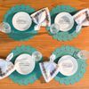 Kit 4 Americanos em Couro Ecológico Turquesa - Coleção Elo Perfeito