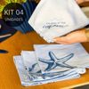 Kit 4 Guardanapos Azul em Linho Misto - Coleção Peixes