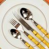 Faqueiro 24 Peças Aço Inox Prata Com Cabo  Bambu Bom Gourmet