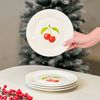 Kit 4 Pratos de Sobremesa de Porcelana - Coleção Cerejas