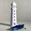 Farol com Porta Vela e Barco Decorativo - Coleção Peixes