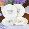 Kit 4 Pratos De Sobremesa Com Frase  A Mesa É O Coração...