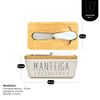 Manteigueira De Porcelana Tampa de Bambu e Espátula - Manteiga