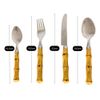 Faqueiro 24 Peças Aço Inox Prata Com Cabo  Bambu Bom Gourmet