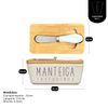 Manteigueira De Porcelana Tampa de Bambu e Espátula - Manteiga