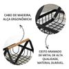 Organizador Pequeno De Metal Multiuso Duplo Preto  E Madeira