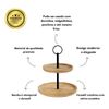 Kit 2 Suportes Para Doces 2 Andares Em Bambu E Metal - 20cm