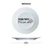 Kit 4 Pratos Raso De Porcelana ''Hoje tem Pizza" - 25cm