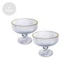 Jogo 2 Taças de Vidro para Sobremesa Lines Fio de Ouro 320ml