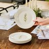 Kit 4 Pratos de Sobremesa de Porcelana - Coleção Alecrim