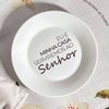 Prato de Sobremesa com Frase "Eu e minha casa serviremos ao Senhor."
