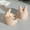 Kit 2 Porta Velas Coelhos Texturizados Minimalistas - Bege