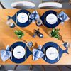 Kit 4 Guardanapos Azul em Linho Misto - Coleção Peixes