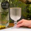 Jogo 2 Taças de Vidro Lines com Fio de Ouro - 380ml