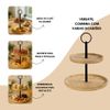 Kit 2 Suportes Para Doces 2 Andares Em Bambu E Metal - 20cm