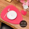 Kit 4 Americanos e Porta Copos Couro Ecológico - Jardim Regado