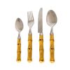 Faqueiro 24 Peças Aço Inox Prata Com Cabo  Bambu Bom Gourmet