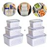 Kit 6 Potes Herméticos Com Cesto Escorredor Branco Plástico
