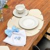 Kit 4 Americanos Folhas em Couro Ecológico Off White - Coleção Hortênsias