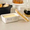Manteigueira De Porcelana Tampa de Bambu e Espátula - Manteiga