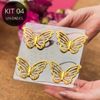 Kit 4 Porta Guardanapo Borboleta Dourado Metal Jardim Regado