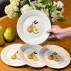 Kit 4 Pratos de Sobremesa de Porcelana - Coleção Peras