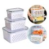Kit 3 Potes Herméticos Com Cesto Escorredor Branco Plástico