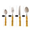 Faqueiro 24 Peças Aço Inox Prata Com Cabo  Bambu Bom Gourmet
