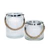 Kit 2 Vasos de Vidro Canelado com Alça Rústica