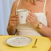 Prato de Sobremesa Porcelana com Filete de Ouro - Foi Por Amor