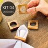 Kit 4 Porta Guardanapos Quadrados em Madeira Teca - Coleção Águias