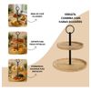 Kit 2 Suportes Para Doces 2 Andares Em Bambu E Metal - 20cm