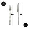 Faqueiro 12 Peças Bambu Elegant Aço Inox Prata Linha Premium