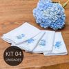 Kit 4 Guardanapos em Linho Misto - Coleção Hortênsias