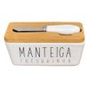 Manteigueira De Porcelana Tampa de Bambu e Espátula - Manteiga