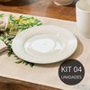 Kit 4 Pratos de Sobremesa Branco de Porcelana Lines