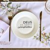 OUTLET Prato de Sobremesa Frase “Deus de obras completas”