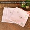 Kit 4 Guardanapos + 4 Porta Guardanapos - Coleção Amêndoas