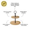 Kit 2 Suportes Para Doces 2 Andares Em Bambu E Metal - 20cm