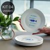 Kit 4 Pratos de Sobremesa de Porcelana Peixes - Coleção Peixes